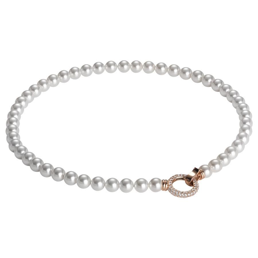 Collana rosata con filo di perle Swarovski e chiusura a scatto in zirconi Default Title