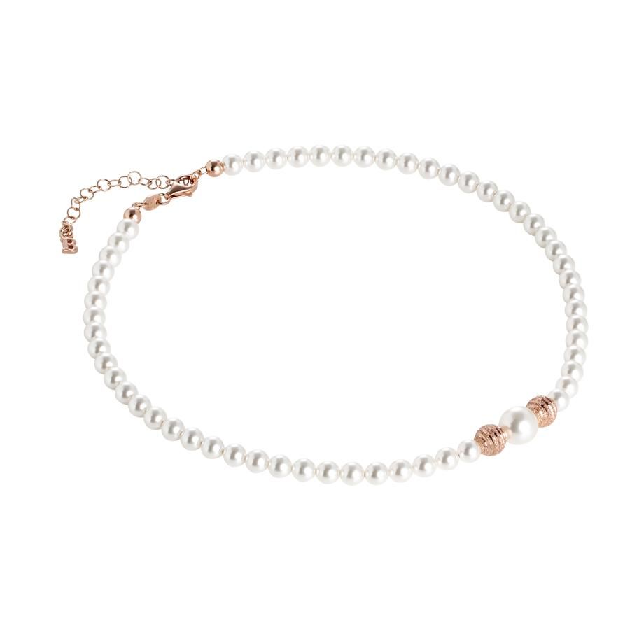 Collana rosata con perle Swarovski e sfere diamantate Default Title