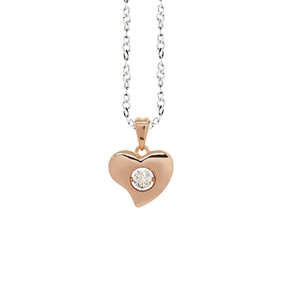 Collana bicolor con pendente a cuore curvo misura "small" e zircone Default Title