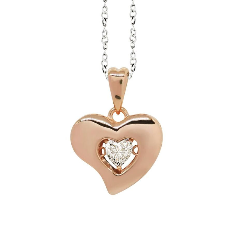 Collana bicolor con pendente a cuore curvo misura "large" e zircone Default Title