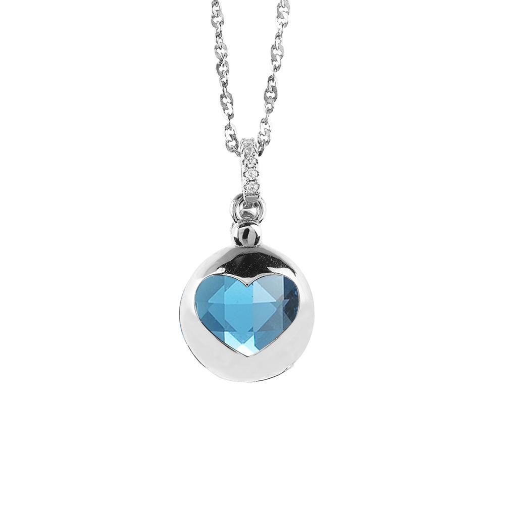 Collana con cuore apribile e cristallo blu Default Title