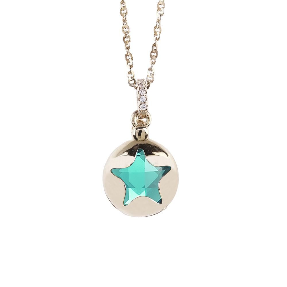 Collana color oro con stella apribile e cristallo verde chiaro Default Title