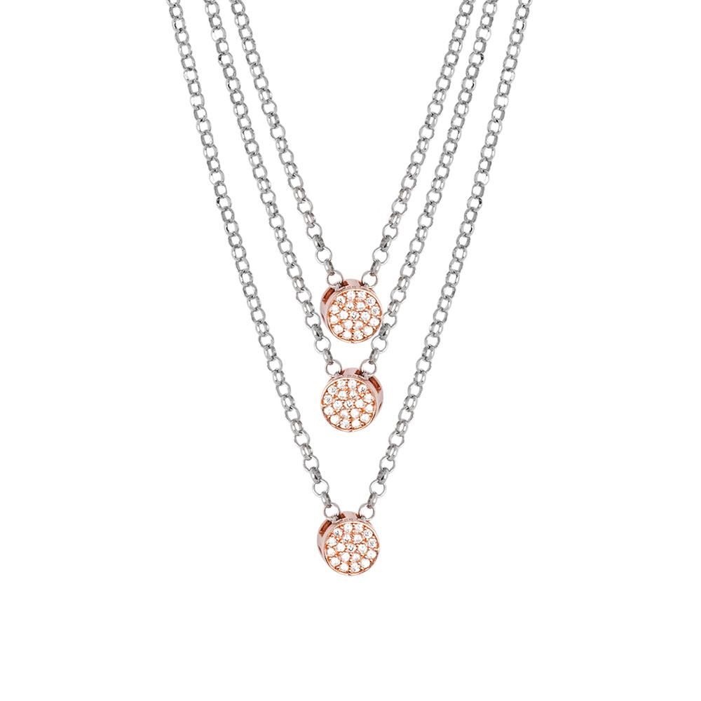 Collana multifilo bicolor con zirconi Default Title