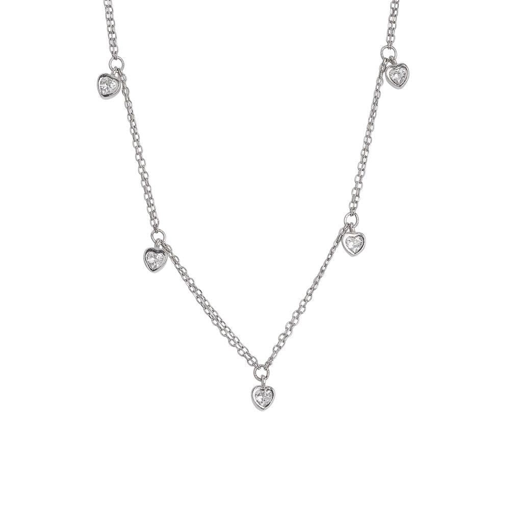 Collana doppio filo con zirconi a cuore Default Title