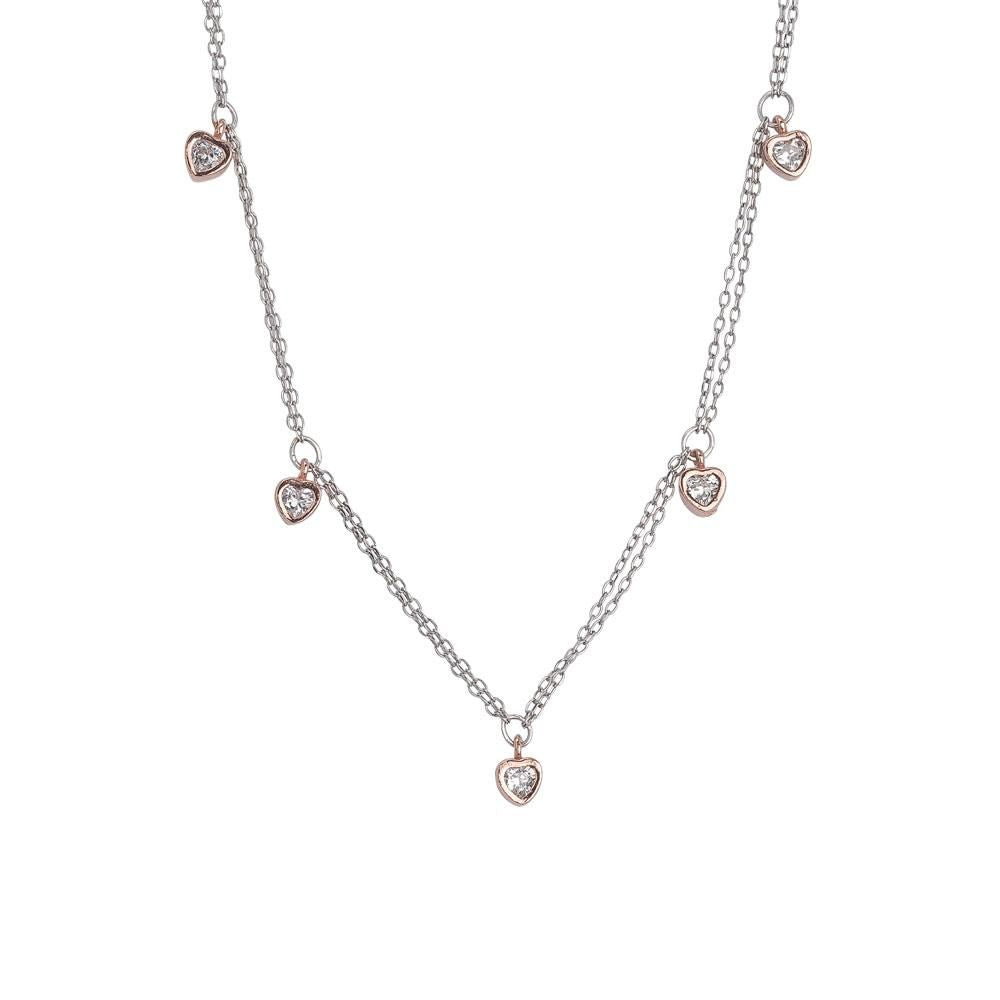 Collana doppio filo bicolor con zirconi a cuore Default Title