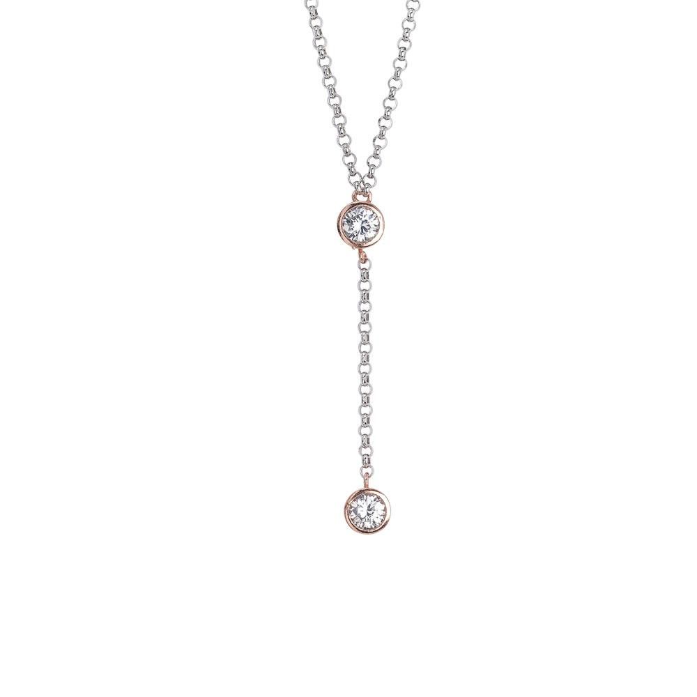 Collana cravattino con zircone iniziale e finale placcati oro rosa Default Title