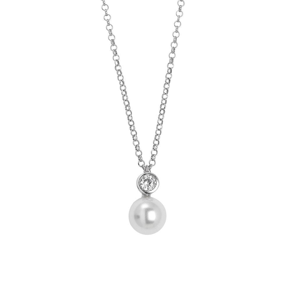 Collana con pendente di zircone taglio diamante e perla Swarovski Default Title