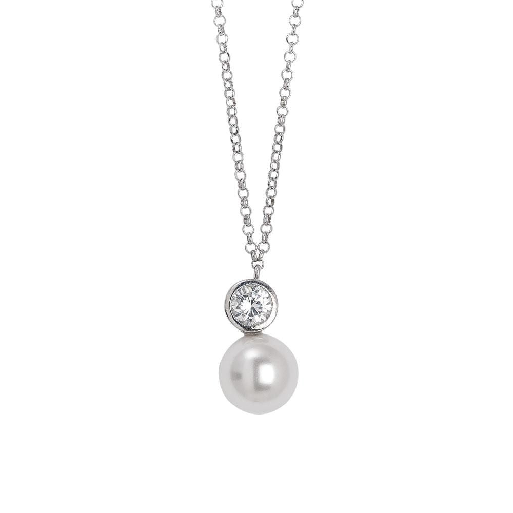 Collana in argento con pendente di zircone taglio diamante e perla Swarovski Default Title