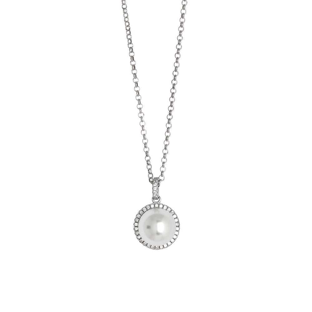 Collana con perla Swarovski su pavè di zirconi Default Title