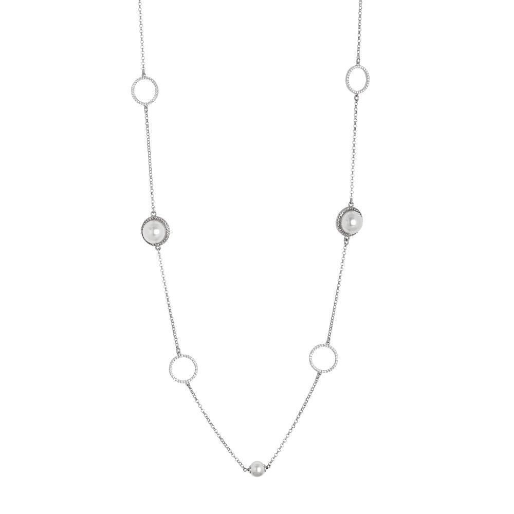 Collana lunga con perle Swarovski e zirconi Default Title