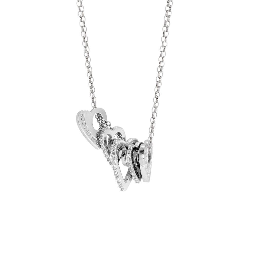 Collana in argento rodiato con elementi a cuore e zirconi Default Title