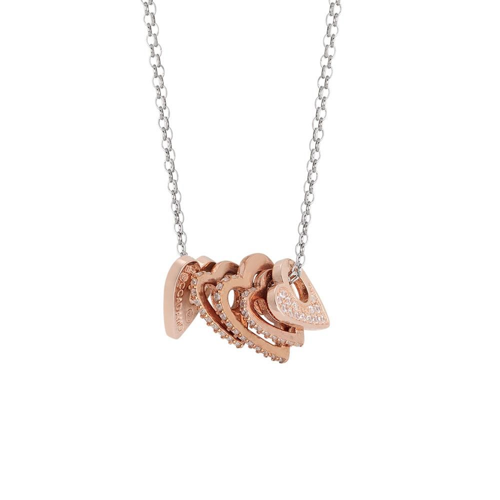Collana con elementi a cuore placcati oro rosa e zirconi Default Title