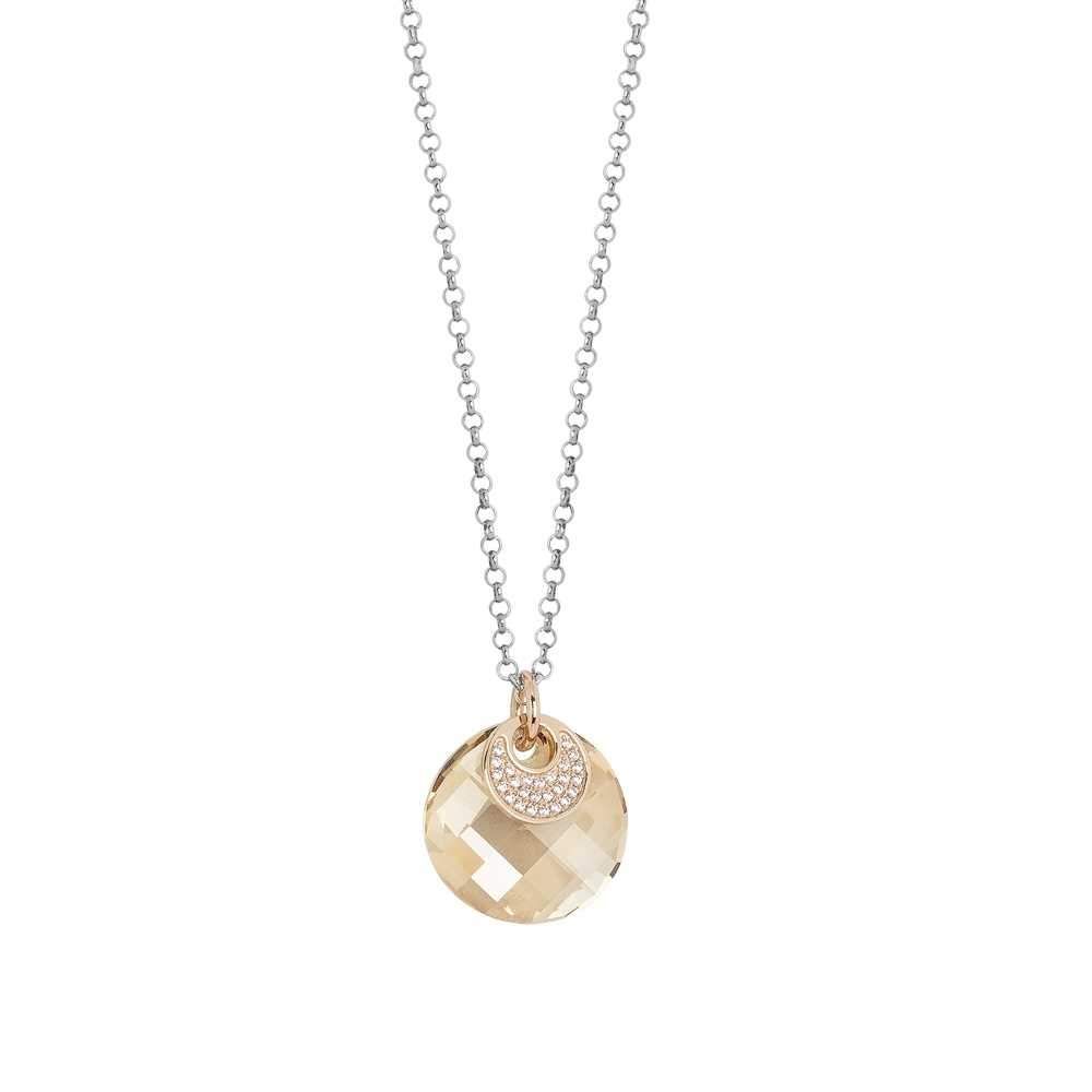 Collana con pendente sfaccettato Swarovski golden shadow e zirconi Default Title