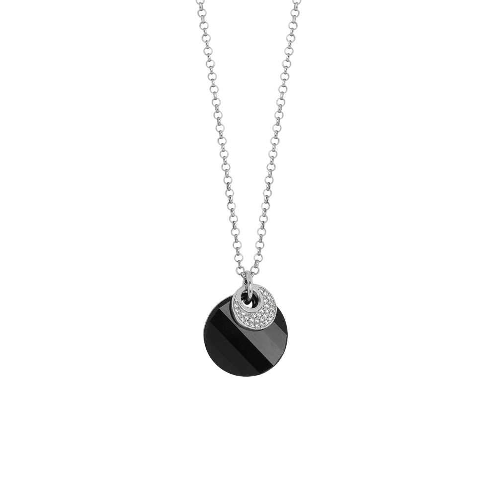 Collana con pendente sfaccettato Swarovski jet e zirconi Default Title