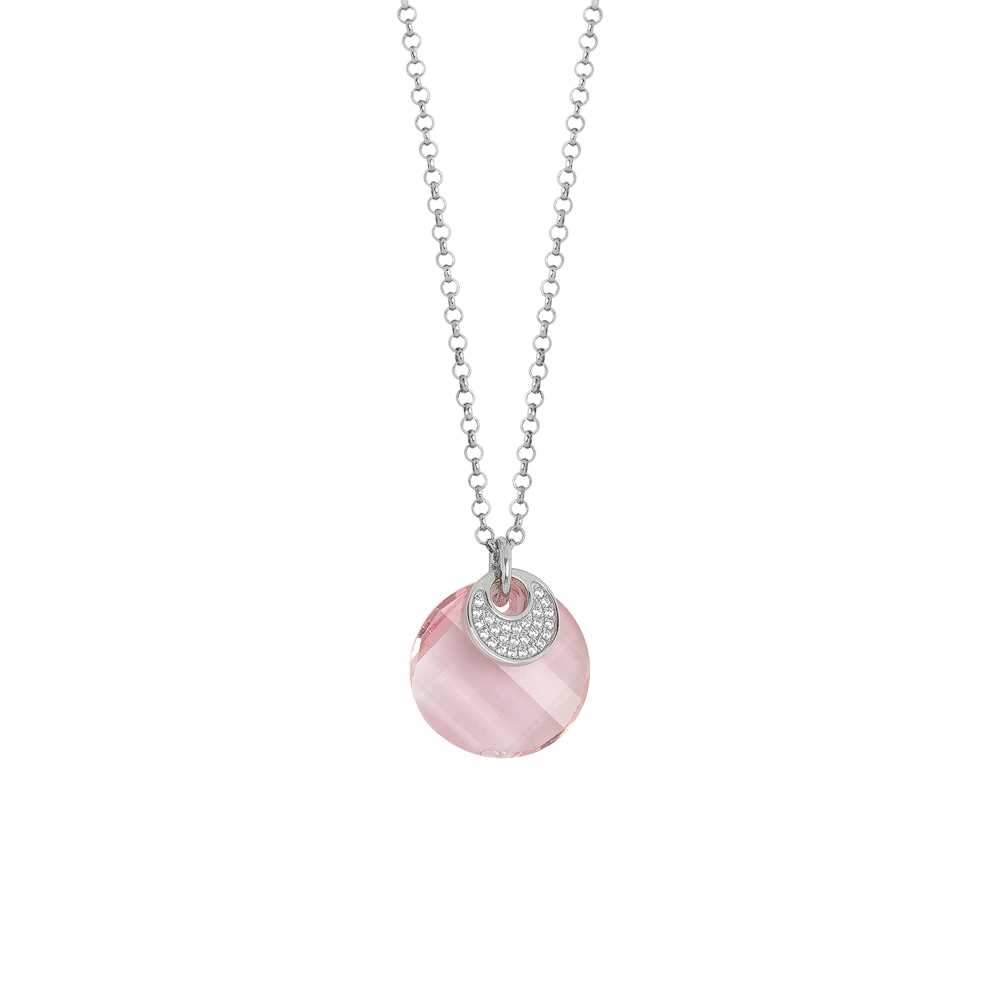 Collana con pendente sfaccettato Swarovski light rose e zirconi Default Title