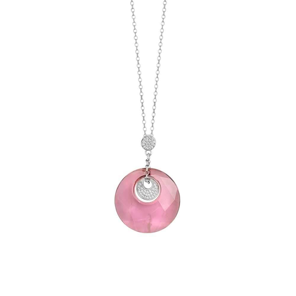 Collana con pendente Swarovski antique pink e mezza luna di zirconi Default Title