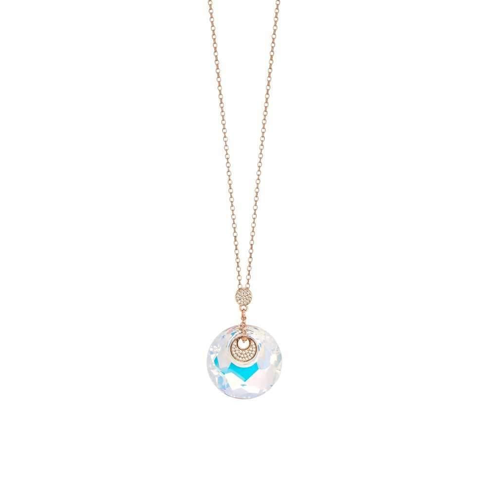 Collana in argento placcata oro rosa con Swarovski e zirconi Default Title