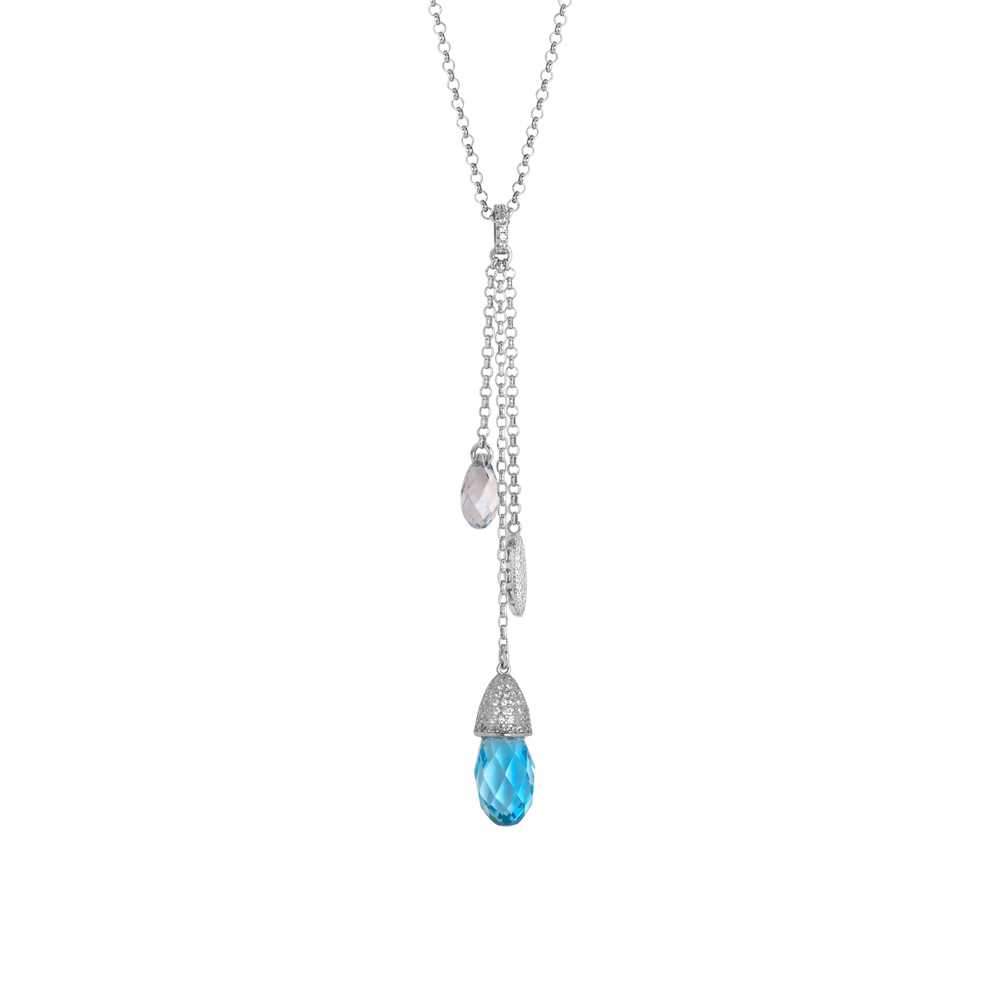 Collana con navette di zirconi e Swarovski acquamarina Default Title