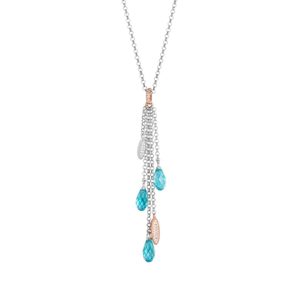 Collana bicolor avette di zirconi e Swarovski light turquoise Default Title