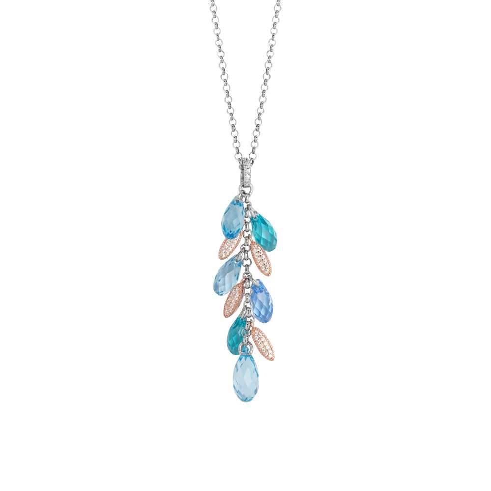 Collana con pendente a ciuffetto di Swarovski dalle sfumature azzurre e navette di zirconi Default Title