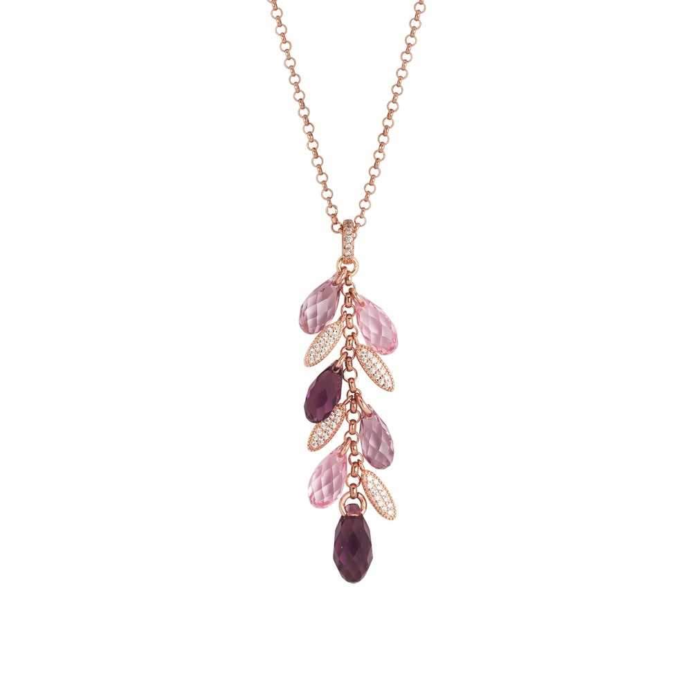 Collana con pendente a ciuffetto di Swarovski dalle sfumature lilla e navette di zirconi Default Title