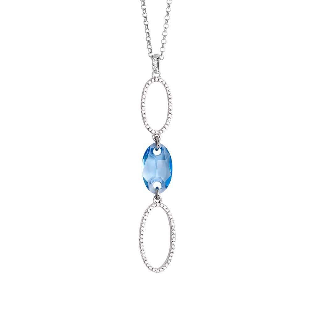 Collana con pendente di zirconi e Swarovski acquamarina Default Title