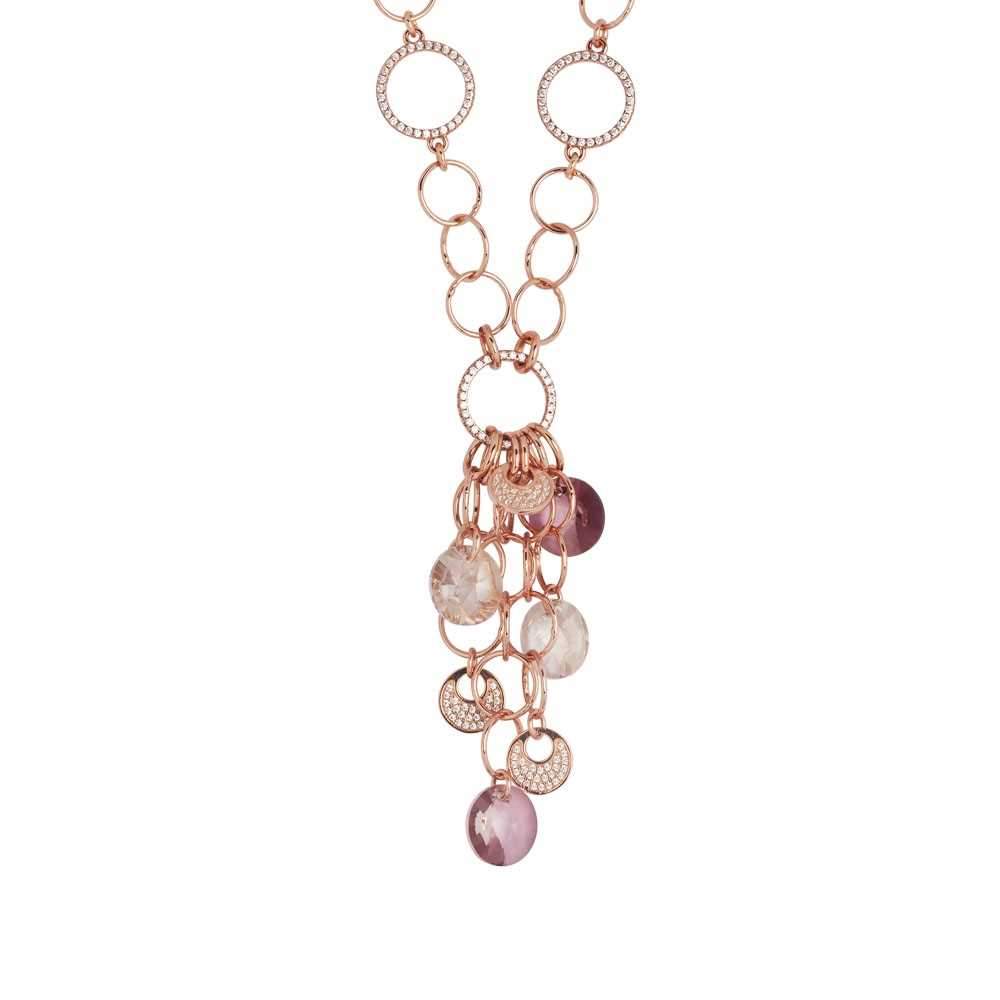 Collana rollo placcata oro rosa con ciuffetto di Swarovski  e zirconi Default Title