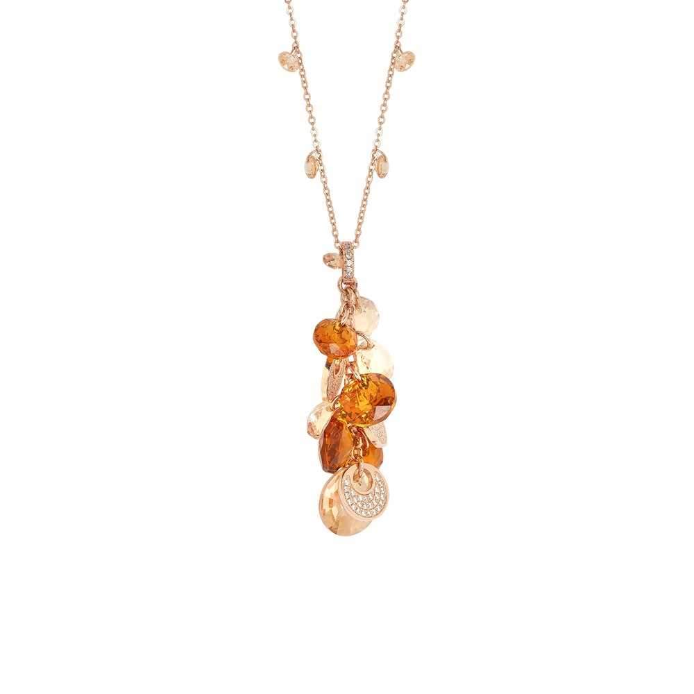Collana con zirconi champagne e Swarovski a grappolo dalle sfumature dorate Default Title