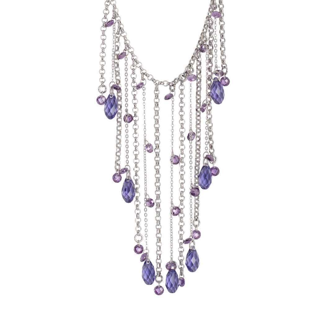 Collana con pendente a frange di cristalli Swarovski e zirconi dalle tonalità viola Default Title