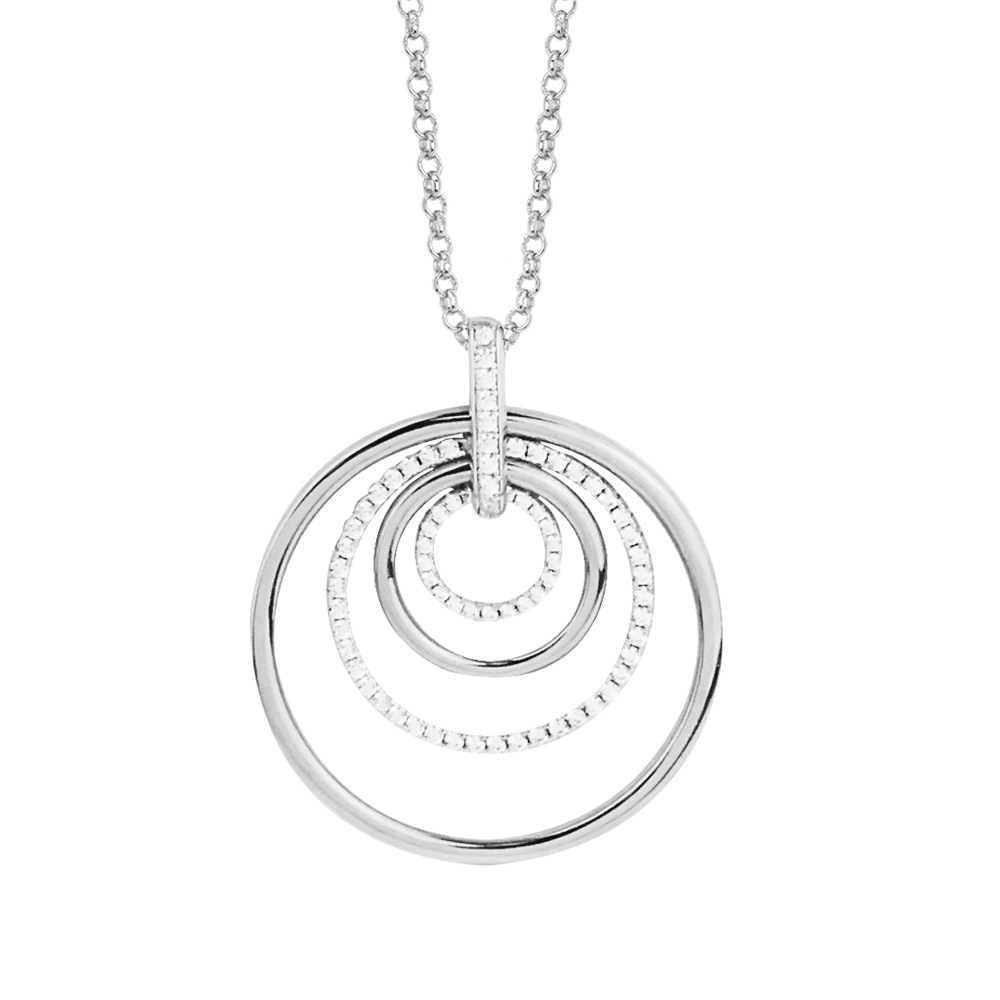 Collana in argento con pendente concentrico e zirconi Default Title