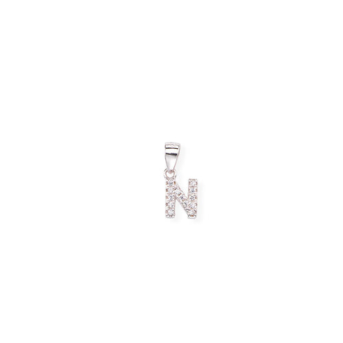 Lettera zirconi bianchi Rodio (H. 6mm) Default Title