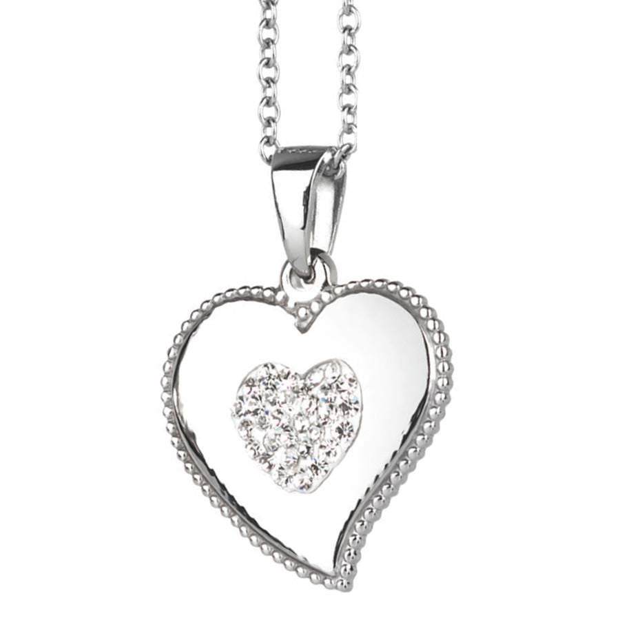 Collana con cuore pendente e strass bianchi Default Title