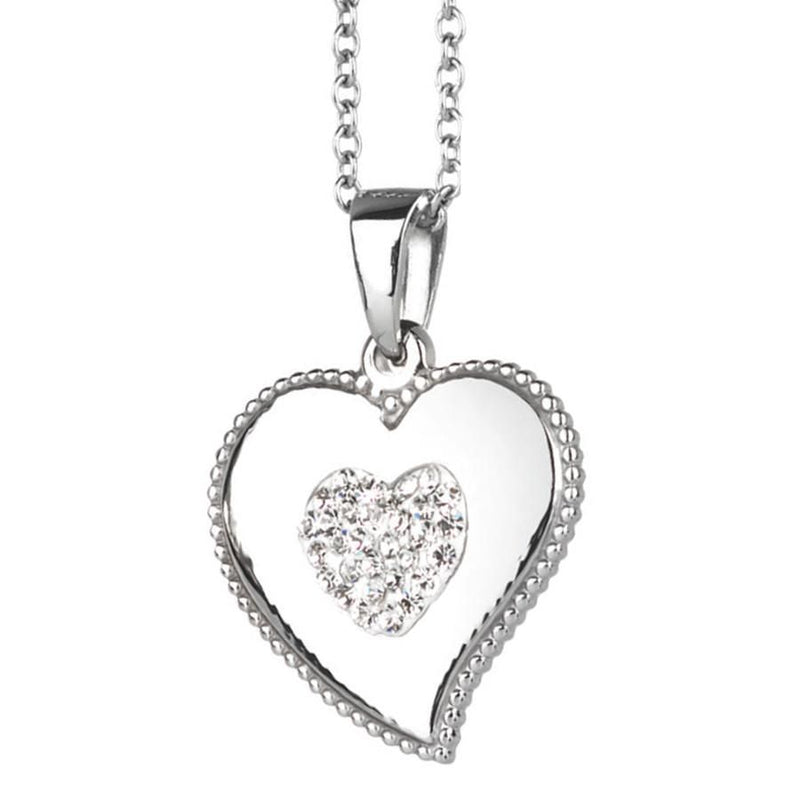 Collana con cuore pendente e strass bianchi Default Title
