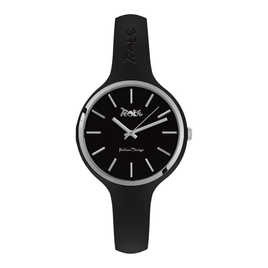 Orologio donna in silicone anallergico nero e ghiera silver Default Title