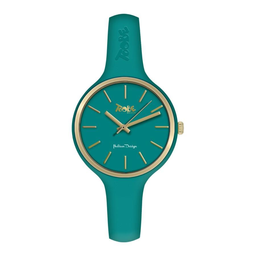 Orologio donna in silicone anallergico verde petrolio e ghiera dorata Default Title