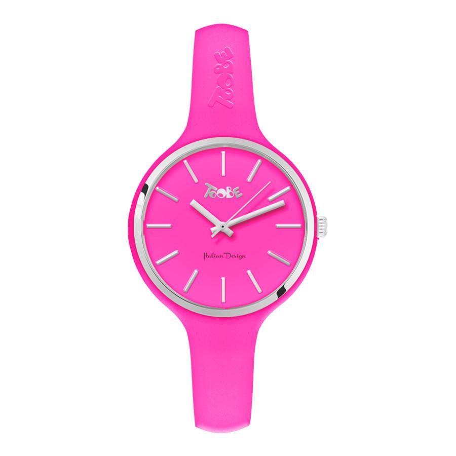 Orologio donna in silicone anallergico fucsia e ghiera silver Default Title