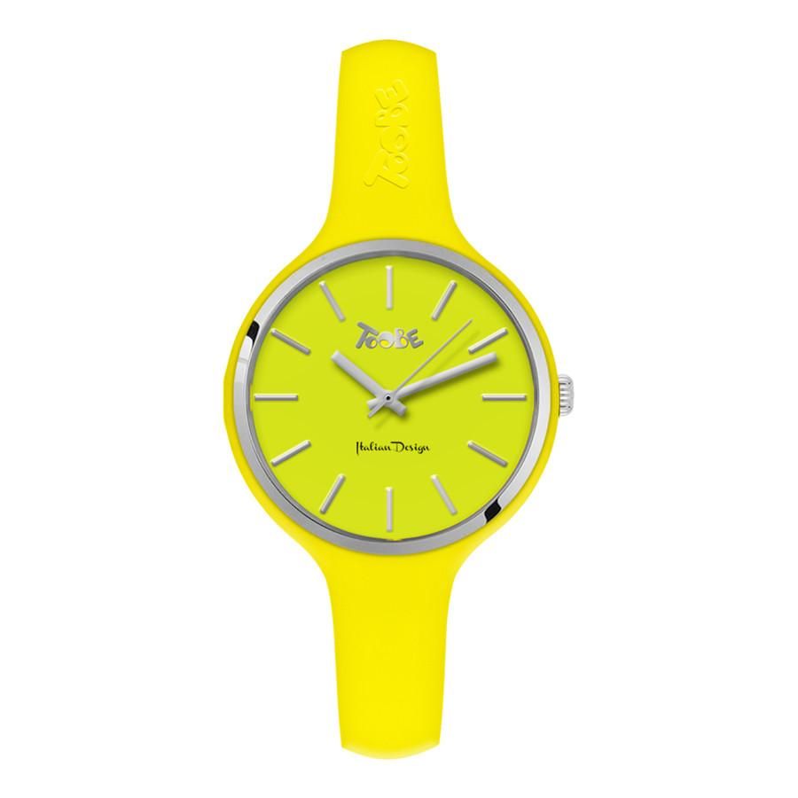 Orologio donna in silicone anallergico giallo e ghiera silver Default Title