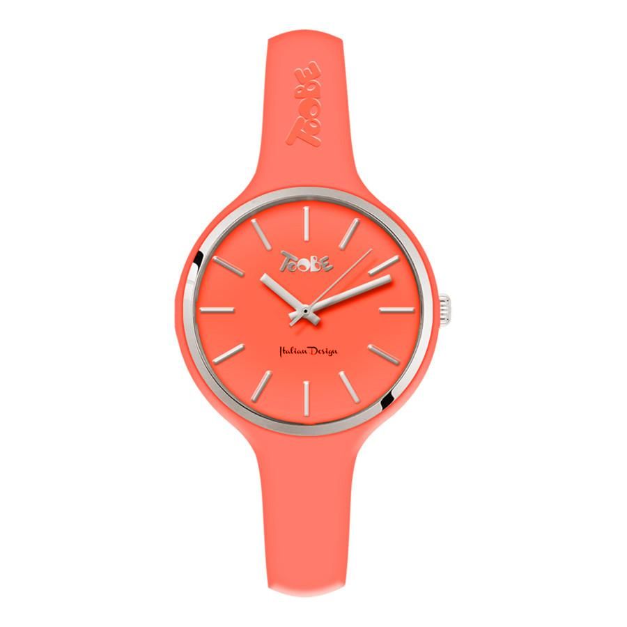 Orologio donna in silicone anallergico color pesca e ghiera silver Default Title