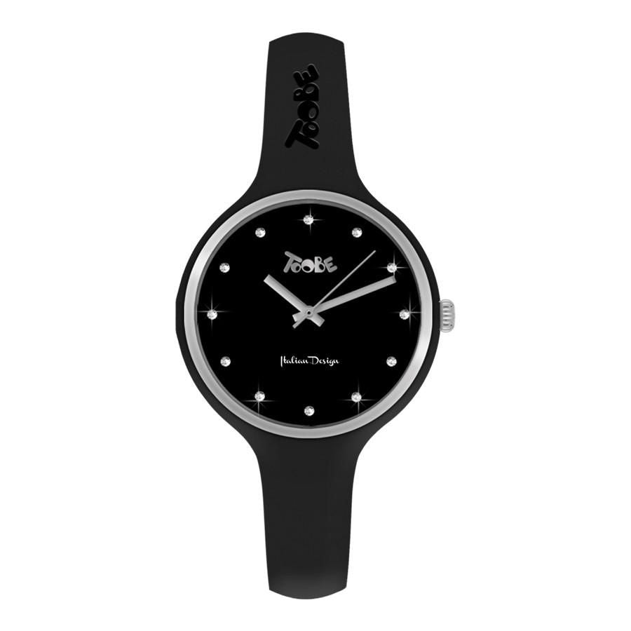 Orologio donna in silicone anallergico nero, ghiera silver e indici in Swarovski Default Title