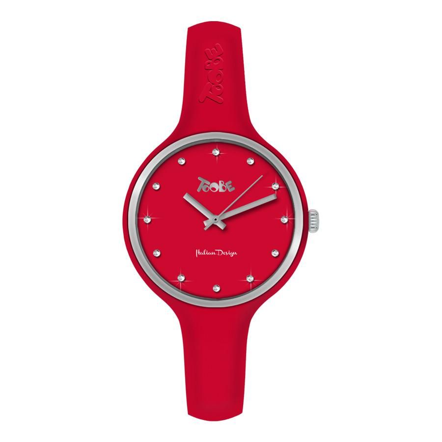 Orologio donna in silicone anallergico rosso, ghiera silver e indici in Swarovski Default Title