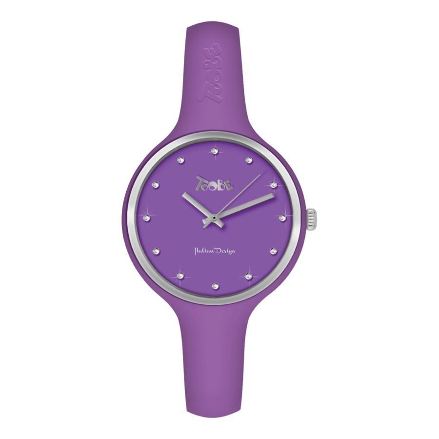 Orologio donna in silicone anallergico viola, ghiera silver e indici in Swarovski Default Title