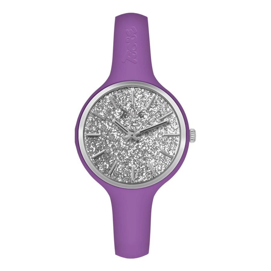 Orologio donna in silicone anallergico viola con quadrante in gloss argentato Default Title