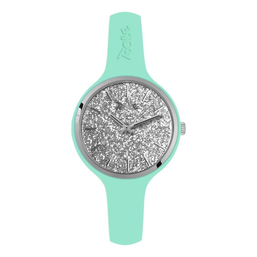 Orologio donna in silicone anallergico celeste con quadrante in gloss argentato Default Title