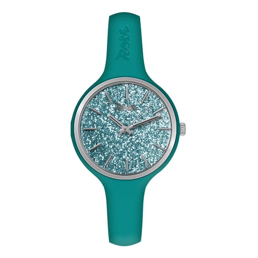 Orologio donna in silicone anallergico verde petrolio con quadrante in gloss argentato Default Title