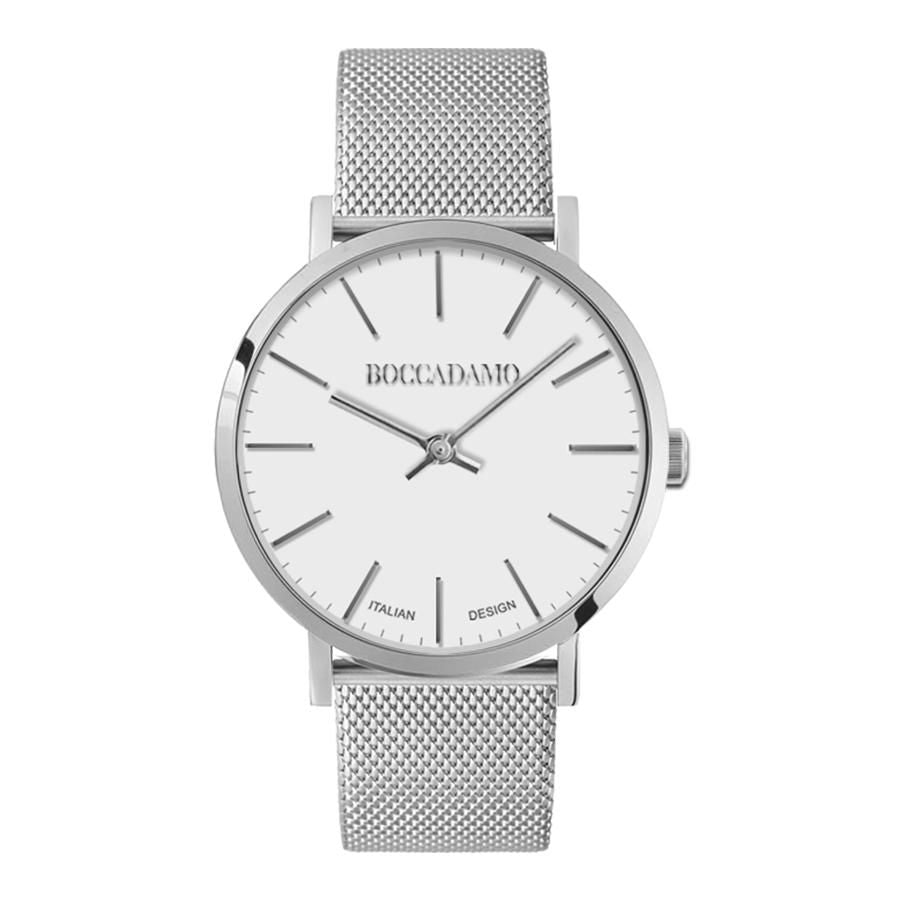 Orologio donna con quadrante bianco e cinturino maglia mesh silver Default Title