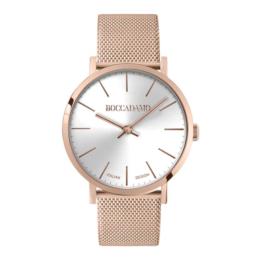 Orologio donna con quadrante effetto metallizzato e cinturino maglia mesh rosato Default Title