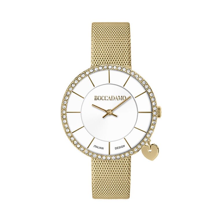 Orologio gold con quadrante su due livelli e charm a cuore laterale Default Title