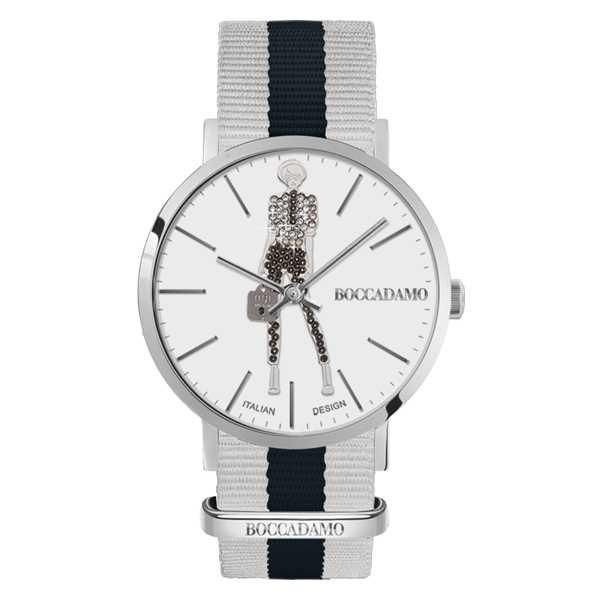 Orologio da donna con quadrante bianco e bambolina Mya in Swarovski crystal e neri Default Title