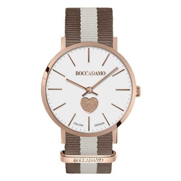 Orologio da donna con con quadrante bianco, cuore glitterato rosa e cinturino in nylon Default Title