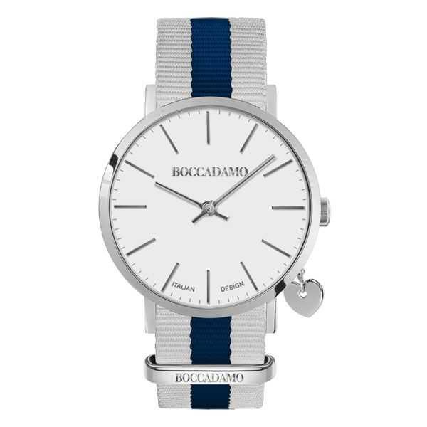 Orologio da donna con quadrante bianco, charm laterale e cinturino in nylon Default Title